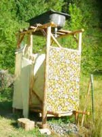 В летнем душе для дачи можно использовать даже старую ванну в качестве резервуара для воды. Источник http://mm.bing.net